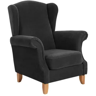 58 aufm Kessel OHRENSESSEL Katria Bezug Veloursstoff Buche natur / schwarz | Gr.: onesize