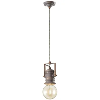 ferroluce Retro Pendelleuchte Urban ohne Glas E27, Taupe