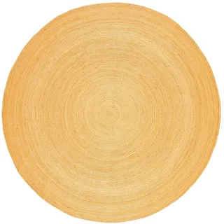 BioEcoLux Teppich Rund 180 cm - Runder Jute Teppich Natur Boho Ethno Muster – Handgefertigt & Modern – 100% Naturfaser – Wohnzimmer, Schlafzimmer, Küche, Flur, Outdoor – Beige