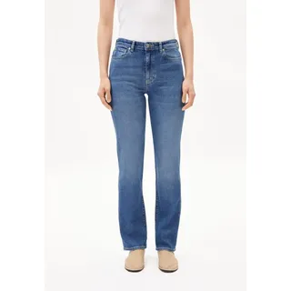 Armedangels Damen Jeans Straight Leg Mid Waist Bio-Baumwoll Mix Comfort-Stretch CARENAA Straight Fit Cenote - 27W / 34L