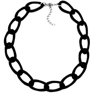 unbespielt Collier Halskette Damen schwarz 45 cm – moderne Weitpanzer Statement Kette, Modeschmuck für Damen schwarz