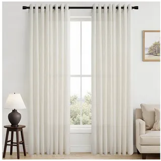 Topfinel Gardine Leinenoptik Gardinen mit Ösen Vorhänge für Wohnzimmer (2 St), Ösen, halbtransparent, vorhänge kinderzimmer halbtransparent Naturfarbe 140x225 Studie Boho beige 140 cm x 225 cm