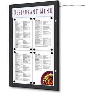 Showdown Displays Hängevitrine Schaukasten LED Outdoor 4x DIN A4 Aluminium/Stahl 1 St. Schwarz