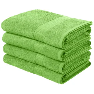 Duschtuch MY HOME "Juna, 4 Duschtücher 70x140, 100% Baumwolle, Set und als Serie" Handtücher (Packung) Gr. B/L: 70 cm x 140 cm (4 St.), grün Badetücher Handtuch-Set, mit Bordüre, Handtücher in Uni-Farben, weich