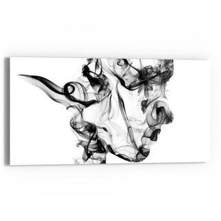 DEQORI Glasbild 'Frauenkopf aus Rauch', 'Frauenkopf aus Rauch', Glas Wandbild Bild schwebend modern schwarz|weiß