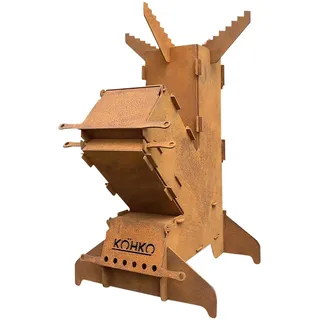 Köhko® Raketenofen L Rocket Stove Campingofen aus 3 mm Cortenstahl Outdoor für BBQ grill Camping multifunktionale Küche für Draußen