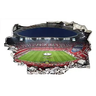K&L Wall Art 3D Fußball Wandtattoo FC Bayern München Wandsticker FCB Pack Ma's Klebebilder für die Wand Deko (60x36 cm)