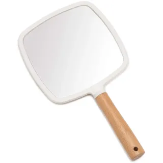 YEAKE Handspiegel mit Griff für Make-up, kleiner, niedlicher Holz-Handspiegel zum Rasieren, mit Loch, einseitig, tragbar, Reise-Kosmetikspiegel für Damen und Herren (quadratisch)