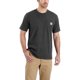 Carhartt, Herren, K87 Lockeres, schweres, kurzärmliges T-Shirt mit Tasche, Anthrazit meliert, XL