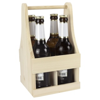 LAUBLUST Bierträger aus Holz - Flaschenträger als Männerhandtasche - Männergeschenk | 4er Flaschentrage - 29x16x16cm