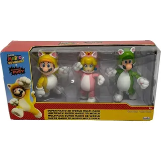 Super Mario Spielfiguren Katzenset 3 Figuren ca. 10 cm mit 11 beweglichen Gelenken