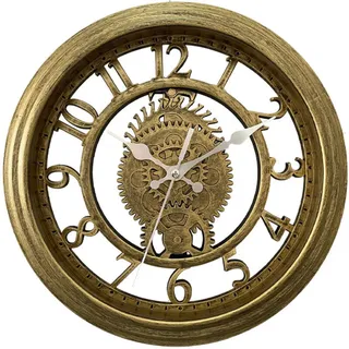 Antike Wanduhr In Gold, 28 Cm Durchmesser, Kreative Skelett-wanduhr, Runde Wanduhr Mit Beleuchtung Für Das Wohnzimmer, Luxuriöser Stil