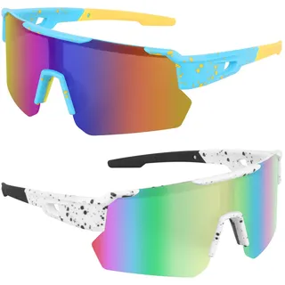 Mineup Schnelle Brille Rave, 2 Stück Sport Sonnenbrille, Polarisiert Fahrradbrille, Polarisierte UV400 Schutzbrille, Fahrradbrille Herren Damen, Schnelle Brille für Outdooraktivitäten Golf Ski