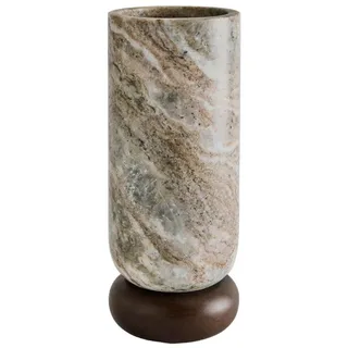 Next Dekovase N. Premium Vase aus Marmor und Mangoholz grau