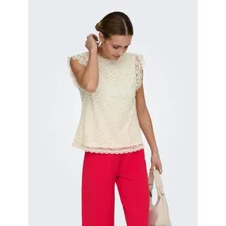 JDY Spitzenshirt JDYLOTAS S/L LACE TOP JRS Materialmix, regular fit weiß XL (42)
