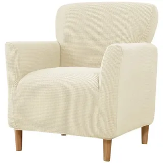 Agger Relaxsesselhusse Sesselhusse Bezug, Sessel Überzug mit Armlehnen – Dehnbarer, Sesselbezug Stretch aus Weichem Strickstoff, Waschbarer Bezug beige