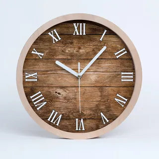 Tulup Holzuhr Uhr Holz Modern Runde ⌀ 20cm Dekoration Stille Uhren Wanduhr Weiße Uhrzeiger - Holzuntergrund
