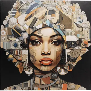 Kare Design Glasbild 3D Art Geo Woman, Mehrfarbig, 80x80 cm, Wandbild, ESG-Sicherheitsglas, Abstrakte Formen, Portrait Motiv, Wohnzimmer
