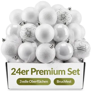 CASARIA Weihnachtskugeln 6 cm weiß