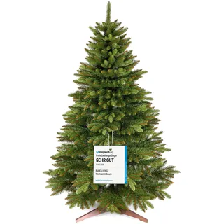 Premium Weihnachtsbaum künstlich 180cm - TESTSIEGER 10 Jahre GARANTIE - Naturgetreu, dichte Zweige, Künstlicher Weihnachtsbaum mit Holzständer, Christmas Tree Tannenbaum künstlich 180 cm Pure Living