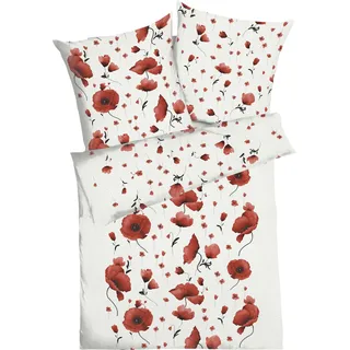 KAEPPEL Scarlett Poppies Seersucker Rot 135 x 200 cm + 80 x 80 cm