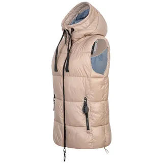 SUBLEVEL Steppweste Damen mit Kapuze Waistcoat kurze Winter Weste Bodywarmer Waistcoat beige S - 36