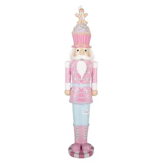 Clayre & Eef Weihnachtsdekoration mit LED-Beleuchtung Nussknacker 16x13x66 cm Rosa Kunststoff - Rosa