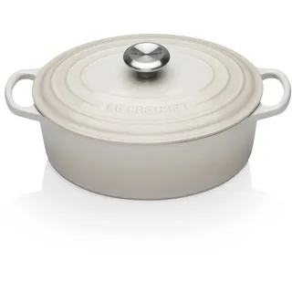 Le Creuset Signature Gusseisen-Bräter mit Deckel, Ø 27 cm, Oval, Für alle Herdarten und Induktion geeignet, Volumen: 4,1 l, 4,425 kg, Meringue, 21178277164430