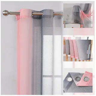 BTTO V&G Scheibengardine 1/2er Set Vorhang, Ösen Gardine Transparente Voile Fensterschal (1 St), Vorhang Farbverlauf grau 100 cm x 200 cm