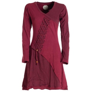 Vishes Jerseykleid Asymmetrisches Langarm Damen Baumwoll-Keid Shirt-Kleid Ethno, Elfen Style, Sweat-Kleid rot 42-44
