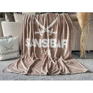 Sansibar Kuscheldecke 150 x 200 cm Taupe/Weiß