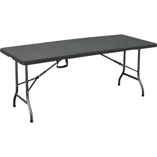 METRO Professional Outdoor klappbarer Banketttisch, Stahl / Polyethylen, 180 x 74 x 73 cm, in Rattanoptik, schwarz