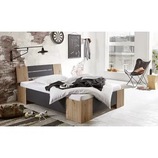 moebel-dich-auf Futonbett LINZ 140 x 200 Schlafzimmerbett Bett in 2 Farben optional mit Lattenrost (Artisan Eiche/anthrazit, ohne Rollrost)
