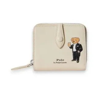 Polo Ralph Lauren für Damen. 427P18490001 Kompakte Geldbörse aus Leder mit Polo Bear in Gebrochenweiß (OSFA), Lässig