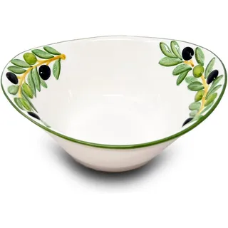 Lashuma Salatschüssel Olive, Keramik, (1-tlg), Ovale Frühstücksschale aus Italien 25x21 cm weiß