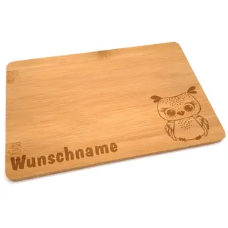 Samunshi® Holzbrett mit Gravur Eule aus Bambus Brett Frühstücksbrettchen Kinder als Holz Schneidebretter Holzbrett Küche Vesperbrett mit Motiv