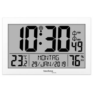 Technoline WS 8016 Moderne, Digitale Funk-Wand-Uhr mit Temperaturanzeige, Kuststoff, weiß, 225 x 143 x 24 mm WS8016WEISS