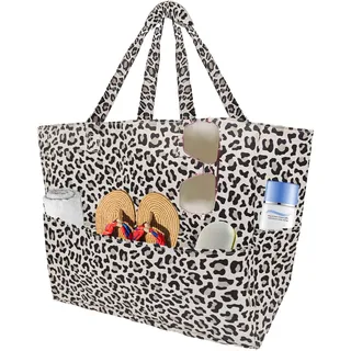 AUNGKWANG Große Strandtasche Damen, Badetasche Damen, Große Wasserdichte Badetasche mit Reißverschluss, Beach Bag für Strand, Urlaub, Pool, Reisen Einkaufen und Alltag - 44 x 18 x 38.5 cm