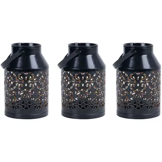 ETC Shop Solarleuchte Metall H 16 cm 3er Set schwarz