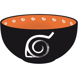 ABYstyle Naruto Shippuden Schüssel Konoha - schwarz/orange, Bedruckt, 100% Keramik, Fassungsvermögen ca. 600 ml., Z107465