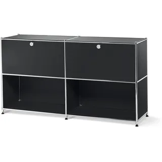 Tchibo - Sideboard Metall »Cn3« mit versetzbaren Klappenfächern - 152x40x82,5cm - schwarz -