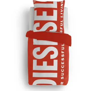 Diesel Bettwäsche Diesel, Rot, Textil, Schriftzug, 155x220 cm, Oeko-Tex® Standard 100, pflegeleicht, Schlaftextilien, Bettwäsche, Bettwäsche, Perkal-Bettwäsche