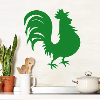 GRAZDesign Wandtattoo Hahn Küche Wohnzimmer Wandaufkleber - Bauernhof Home Decor - Vinylaufkleber selbstklebend - 54x50cm / rot