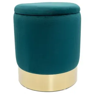 Amagohome Samthocker Ø 31 H 38 cm Velour Hocker mit Stauraum u. Deckel - Deko Hocker Samt Pouf : smaragd