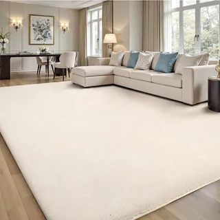 Treeboy Teppich Wohnzimmer 200x300 Teppich Beige Waschbarer Carpet Kurzflor
