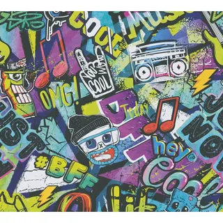 A.S. Création Vliestapete Graffiti 10,05 m x 0,53 m 0 g Bunt/Schwarz 771421