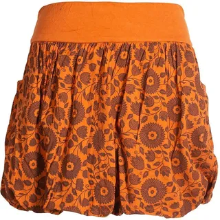 Vishes - Alternative Bekleidung - Damen Ballon-Rock aus Baumwoll-Jersey mit Blumen-Druck und Taschen orange 38 - 38