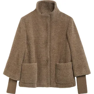 s.Oliver Flauschige Jacke mit feinem Muster und Strickärmeln Braun L