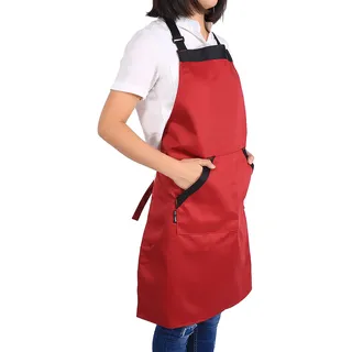 Praktische Schürze Für Küche, Haushalt, Restaurant, Koch – Rot – Für Damen Und Herren – Kochschürze