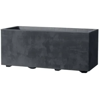 Deroma Blumenkasten Pflanzkübel Millenium, eckiger Blumenkasten, anthrazit, moderne Optik, mit Bodenstöpsel für Indoor oder Outdoor Verwendung schwarz 39 cm x 37 cm